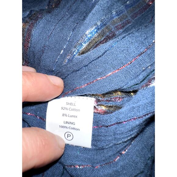 TRYB 212 METALLIC LUREX BLUE RUFFLE DRESS - Picture 9 of 10